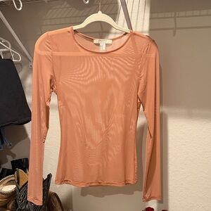 Forever 21 Sheer Coral Long Sleeve Top
